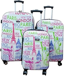 Kemyer, Wheeled Hardside Polycarbonate Spinner, 3 Piece, Luggage Set (Eiffel)