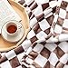 LOMAO Throw Blankets Flannel Blanket with Checkerboard Grid Pattern Soft Throw Blanket for Couch, Bed, Sofa Luxurious Warm and Cozy for All Seasons (Coffee, 50
