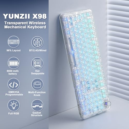 Amazon | YUNZII X98 QMK/VIA対応 ワイヤレス メカニカル ゲーミング