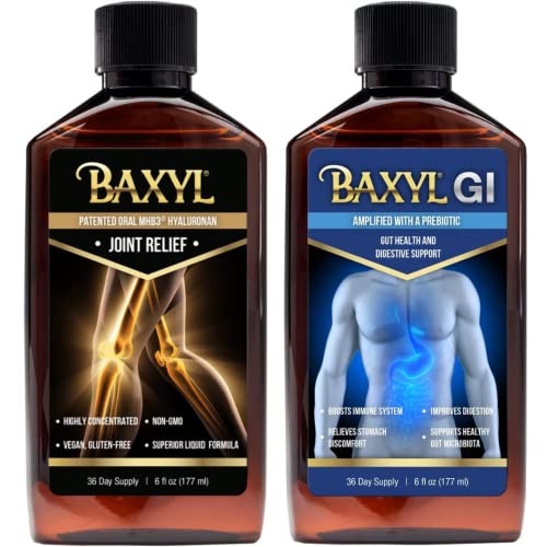 Baxyl + Gi Bundle - Liquid Hyaluronic Acid For Joint Relief & Mhb3Hyaluronan And Amaferm For Digestion, Digestive Aid & Stomach Relief #TOP26