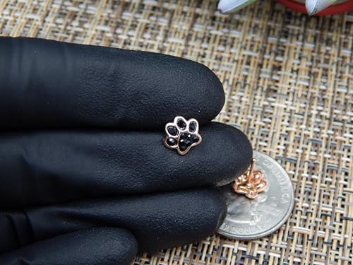 Rose Gold Plated on 925 Sterling Silver with Crystal Paw Print Stud Earrings 5475 (Nickel Free)4