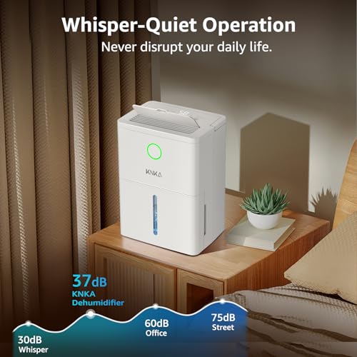 Image of KNKA 1300 Ft Max 19 Pints Dehumidifier for Basement with Drain Hose | Dehumidifiers for Home, Bedroom, Bathroom, Large Room, Three Modes, Intelligent Humidity Control, Dry Clothes, 24HR Timer