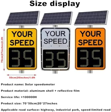 50X70cm Solar LED Radar Speed Signs - Flashing Speed Limit Indicator for Roads & Highways, Eco-Friendly Traffic Safety Device, Durable & Weather Resistant