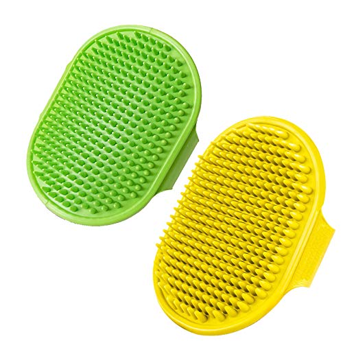 HUSHNOW Dog Brush & Cat Brush,2 Pack Grooming Pet Shampoo Brush,with Adjustable Ring Handle Slicker Dog Grooming Brush, Suitable for Long Short Haired Pet