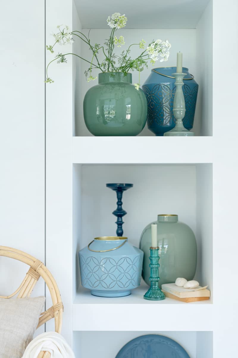 Vase Metallo Smaltato Color Oro Interno Dimensioni 32 cm Blu