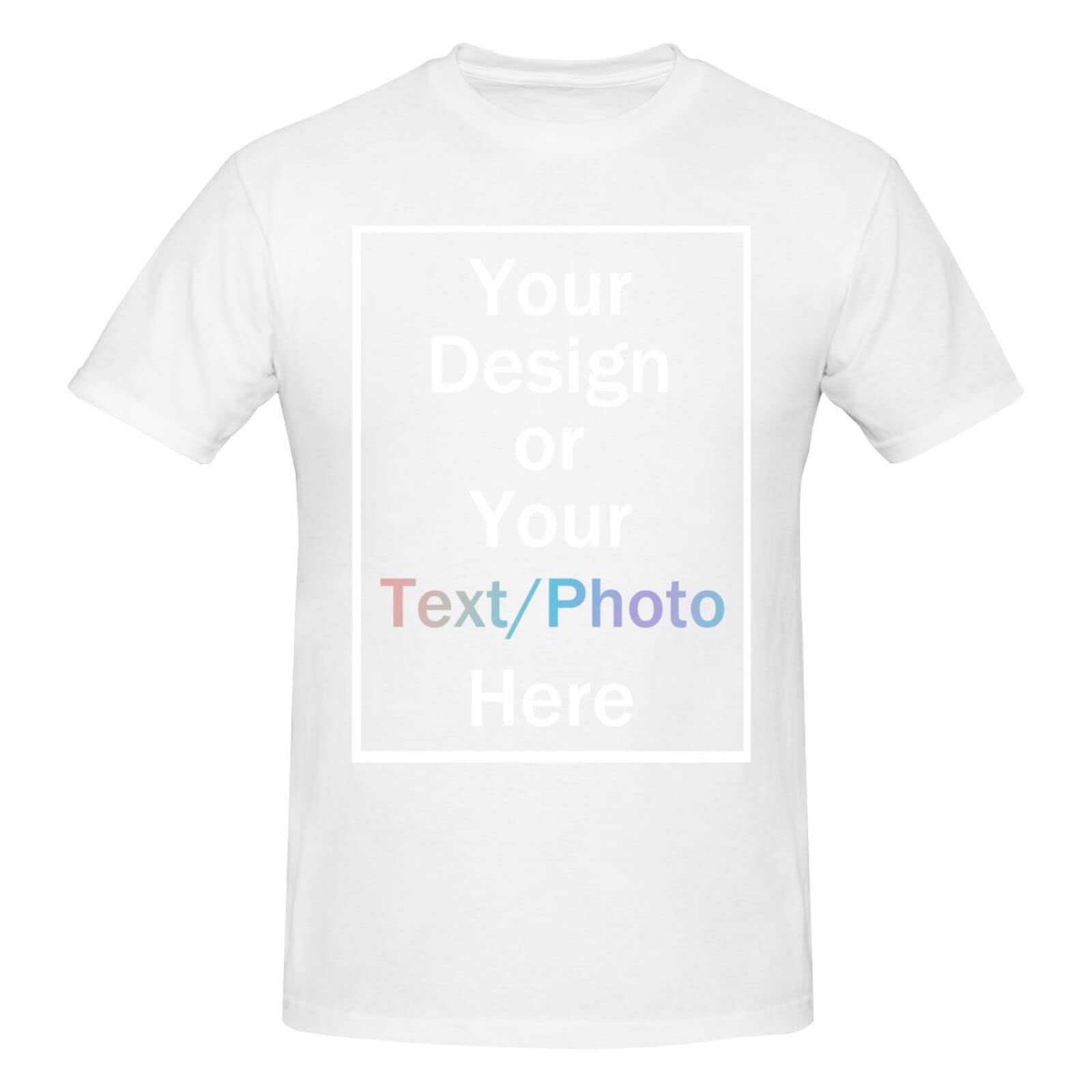 Custom Tee Shirt Men Personalized Add Your Own and Text Design Image T-Shirt Add Your Text Photo Front/Back Print
