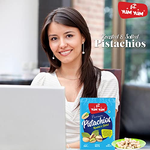 Image of YUM YUM Premium California Roasted & Salted Jumbo Size Pistachios Nut 500g Family Value Pack of 2 (250g Each)| Pista Dry Fruit | Super Crunchy & Delicious Healthy Nuts | Gluten Free & Low-Calorie