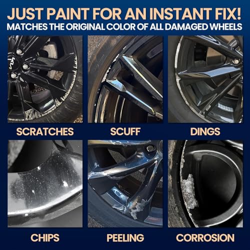 Image of cocomfix Gloss Black Rim Touch Up Paint, Rim Paint Pen, Car Wheel Scratch Repair Kit for Curb Rash & Scratches, Universal Gloss Black Enamel paint for Alloy /Metal rims (1 fl oz), Scratch Resistant, Covers 1 Sq Ft