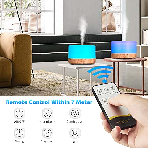 Essential Oil Diffusers,500ML Ultrasonic Aromatherapy Scented Oil Diffuser Vaporizer Humidifier with 7 color LED,Volume Control, Waterless Auto-Off for Bedroom Home Office - Image 5