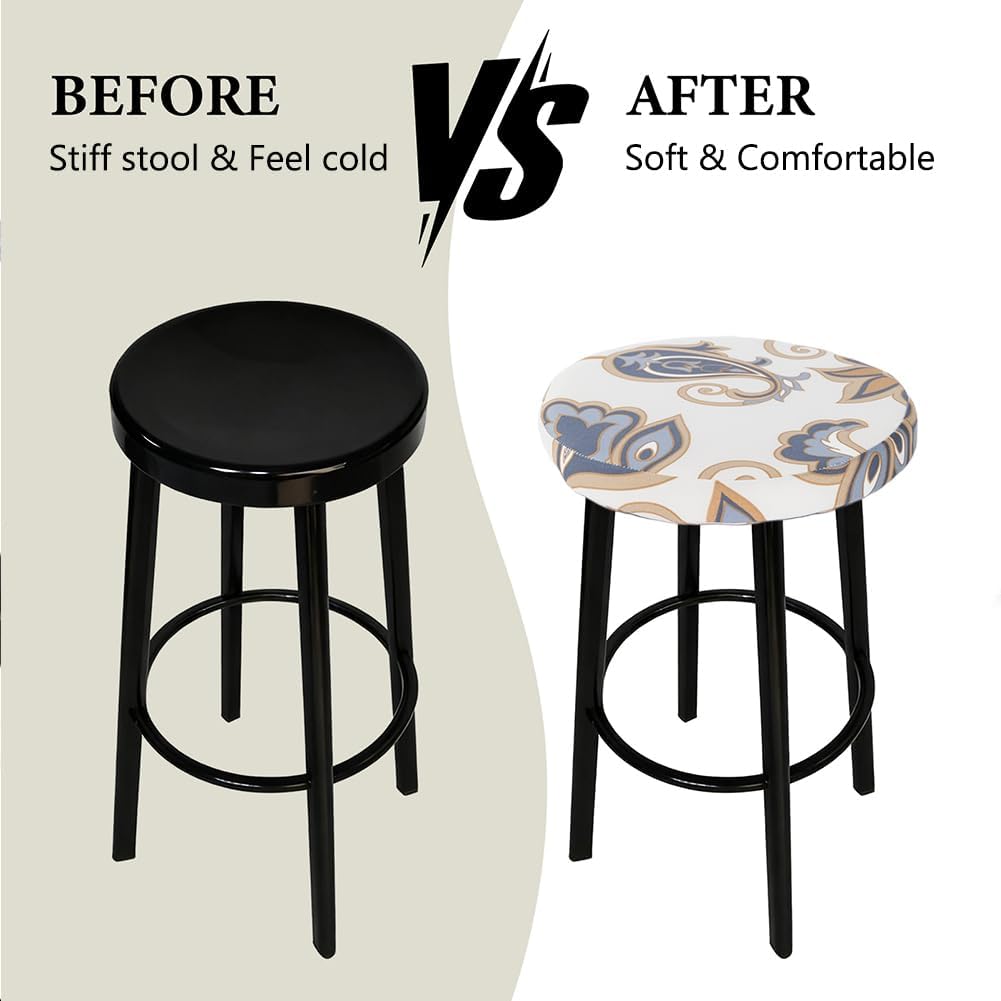 KRFOONN Waterproof Bar Stool Cushion Round Foam Padded Seat Cushions, 06