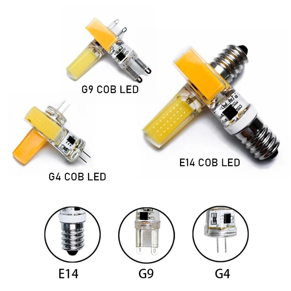 Fengyan Casa Lampadine, Confezione da 20, Lampadina LED COB AC220V LED COB G4/G9/E14 3W/6W Dimmerabile 360 ​​Angolo del Fascio Lampada a LED Lampadari Domestico Lampada(Cold White,G9 220V 6W)