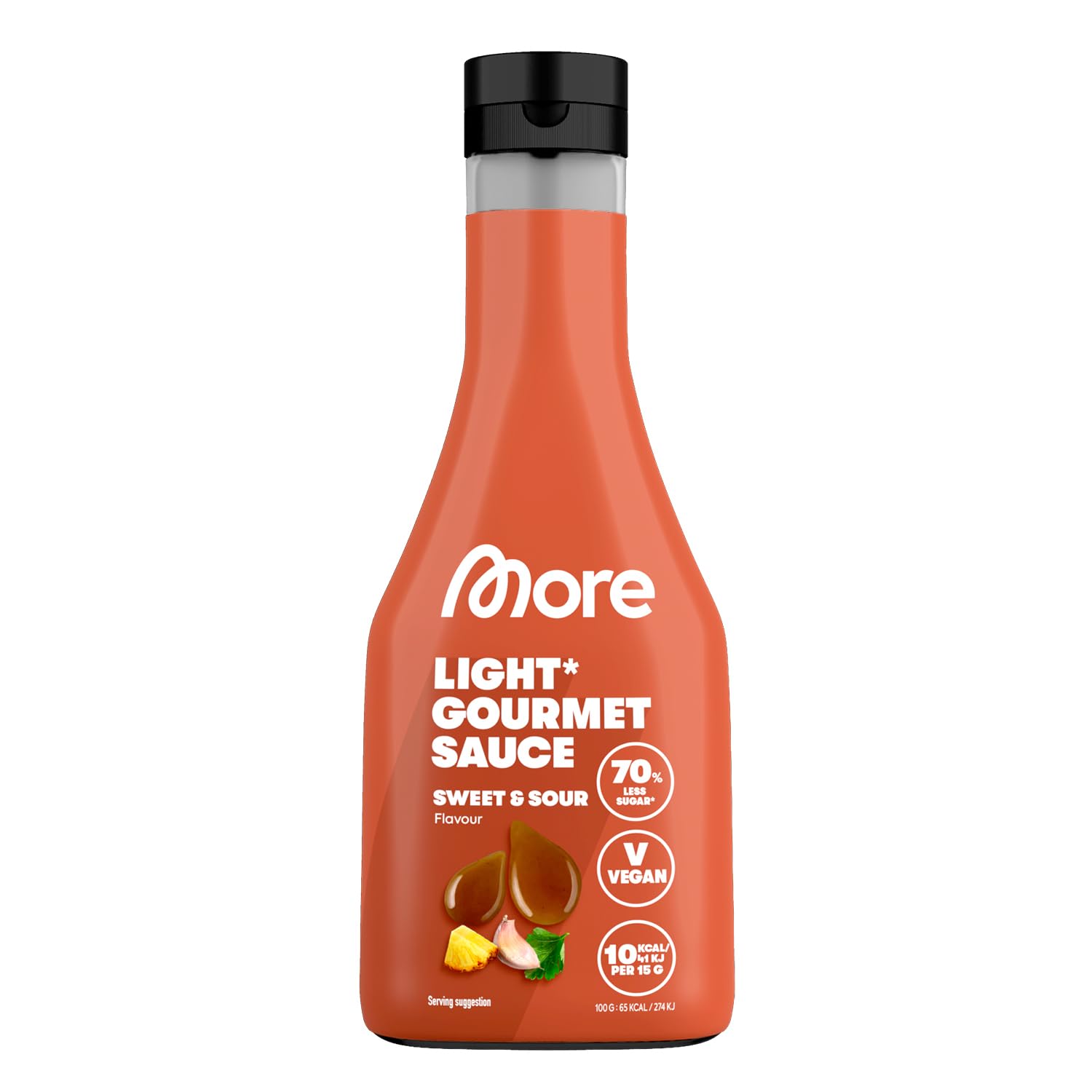 MORE NUTRITION Light Gourmet Sauce, 285ml - Sweet and Sour, kalorienreduzierte Sauce, ohne Zuckerzusatz und unnötigem Fett