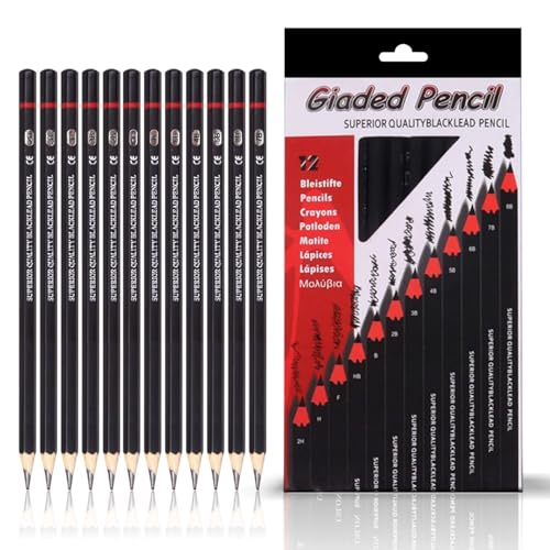 Image of Corslet 12pc Sketch Pencil Set - Art Supplies for Beginners and Professional Artists - Graphite Drawing Kit With Shading Pencils for Sketching