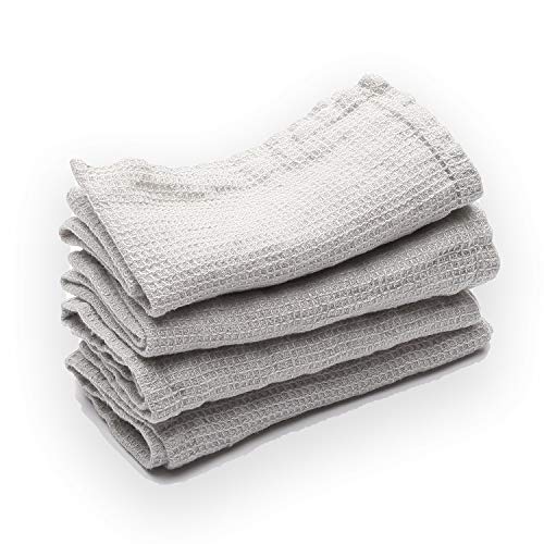 Linenme Linen Wash Cloths Waffle Silver, 12" X 12" #TOP6