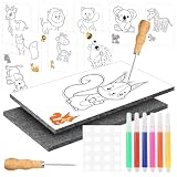 CUEMOON Prickelnadel Set, Prickelset mit 10 Stickbilder, 2 Prickelnadeln &2 Prickelfilz, 6 Farbstifte, inklusive Aufkleber, Entwickelt für Kleine Hände Prickeln Kunst Kit für Kreative
