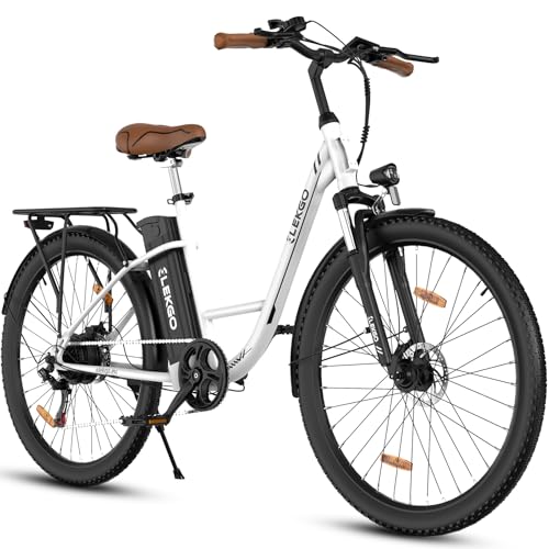 ELEKGO EG31 E-Bike Damen 28-Zoll-Elektrofahrrad 160–200 cm, 7-Gang-Damenfahrrad, LCD-Display, mit Vorderradgabel-Federung
