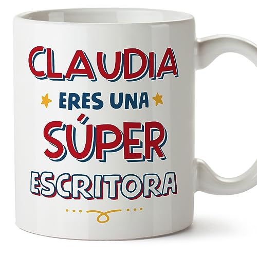MUGFFINS Canecas Personalizadas para ESCRITORA mulher - Em Espanhol - Eres Súper - 330 ml / 11 oz - Presente Personalizável original e divertido