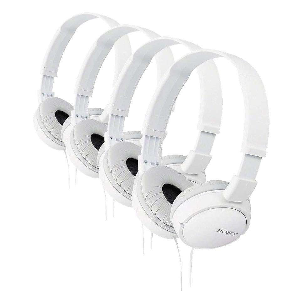 Image of Sony ZX Series Wired On-Ear Headphones, White MDR-ZX110 (Pack of 4)