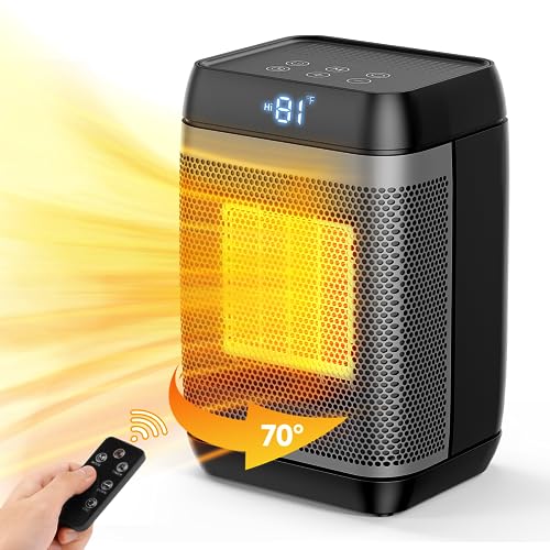 Aoreun Calefactor, 1500W Calefactor bajo consumo con termostato, Temporizador 12H, 3 Modos Calefacción eléctrica, 70°Oscilación, Protección contra Sobrecalentamiento y Vuelco para salas estar oficina