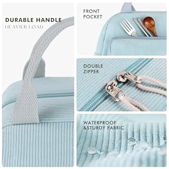 VelChic Lunch Bag For Women, Cute Corduroy Adult Insulated Lunch Box