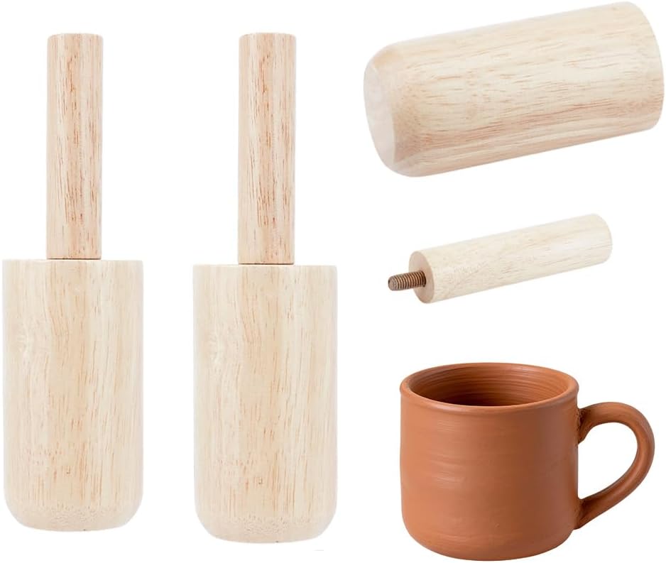 BENECREAT 4 x Cups Ceramic Moulds Wooden Ceramic Shaper with Handle Ceramic Mould Tool Pottery Cup Mould Tool for Making Ceramic Cups Cups and Vases for DIY