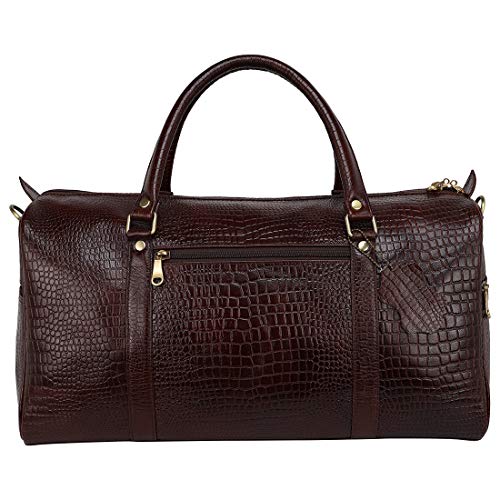 Image of RICHSIGN Leather Accessories 24 litres Duffle Bags for Men Travel (Brown-2)(Weight-1 KG /1000 GR)(Dimension = H- 12 x L- 20 x W- 8 Inch)