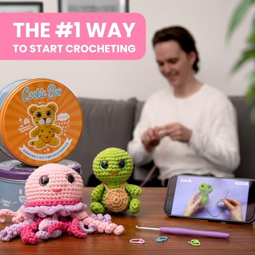 image for Cookie Box Crochet Kit for Beginners – Gift Set to Make Bunny Lola A