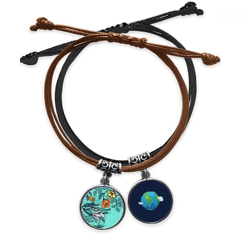Pulsera de cuero Lily Camellia con diseño de arte moderno texturizado 3