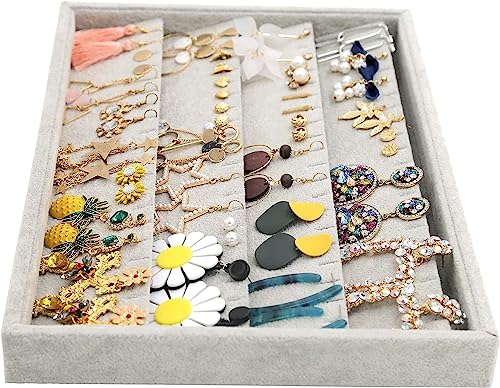 Image of Earring Velvet Jewelry Drawer Organizer Tray Stackable Tray