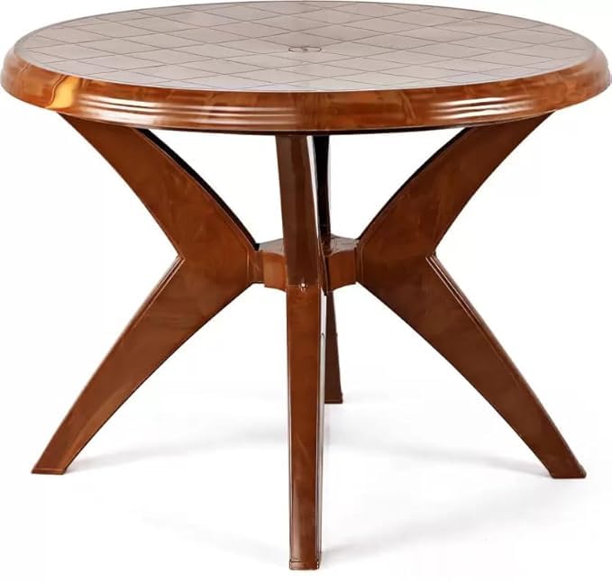 Cello Presto Round Plastic Dining Table| 4 Seater Plastic Dining Table for Home, Garden, Cafe, Indoor/Outdoor Use (Color: Sandalwood)-image-9