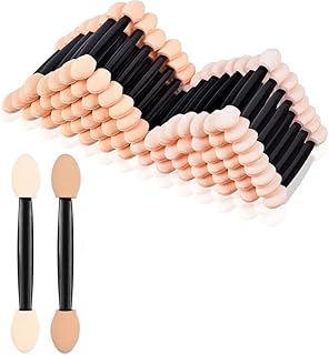 100pcs Eyeshadow Brush Applicators Make Up Beauty Head Dual-Sided Sponge Oval Tipped Cosmetic Tools Girls-6.2cm