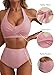 Herseas Women's Bikini Sets Halter Patch Pocket Supportive Swimsuits Striped High Elasticity 2 Piece Tummy Control Bathing Suit 2026 Summer Fashionable Swim Outfits Red Stripe Medium