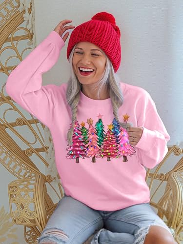 Christmas Sweatshirts for Women Funny Christmas Tree Xmas Cute Graphic Long Sleeve Shirt