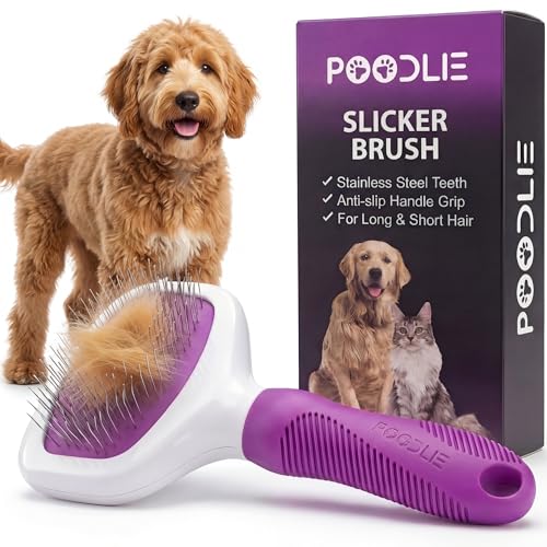 Poodle Pet Slicker Brush - For Dogs, Cats, Rabbits - Matted/Loose Fur, Knots - Suitable for...