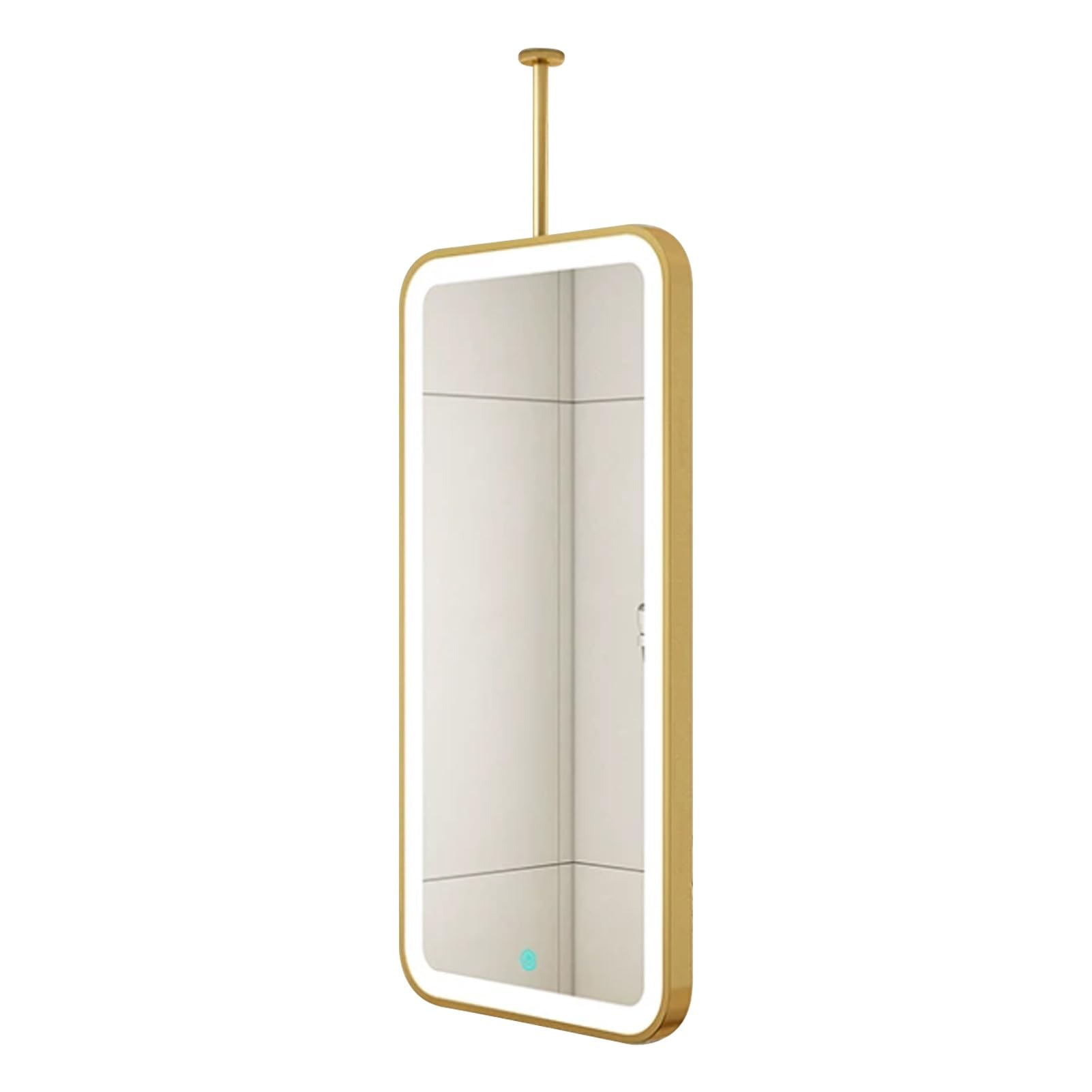 FGXHHS Gold Metal Framed Mirror - Rectangle Wall Mirrors LED Bathroom For Over Sink Ceiling Hanging Vanity for Home or Hotel 3 Colors Dimmable Light(50cmx70cm)