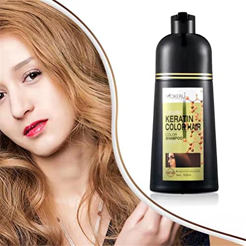 500ml Herbal Natural Black Hair Color Shampoo Keratin Long Lasting Fast Hair Dye Shampoo for Women Men Brown Color Dye for Men and Women, Regain Youth for Your Hair (Purple)