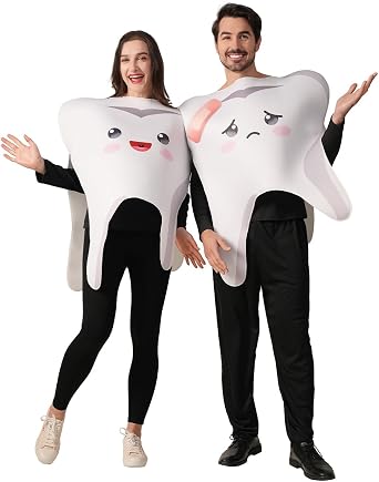 2Pcs Adult Couple Tooth Costume Halloween Group Costumes