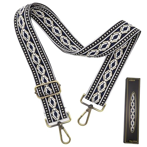 Image of LEMEDE Purse Strap Adjustable Replacement Crossbody Bag Straps Retro Jacquard Embroidery Shoulder Straps for Shoulder Bag
