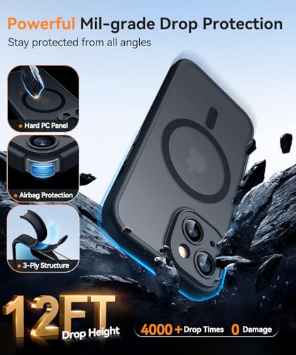 Image of CANSHN Magnetic for iPhone 14 Plus Case, Upgraded [Full Camera Protection] [Compatible with Magsafe] [Translucent Matte] Shockproof Protective Phone Case for iPhone 14 Plus 6.7 inch - Black