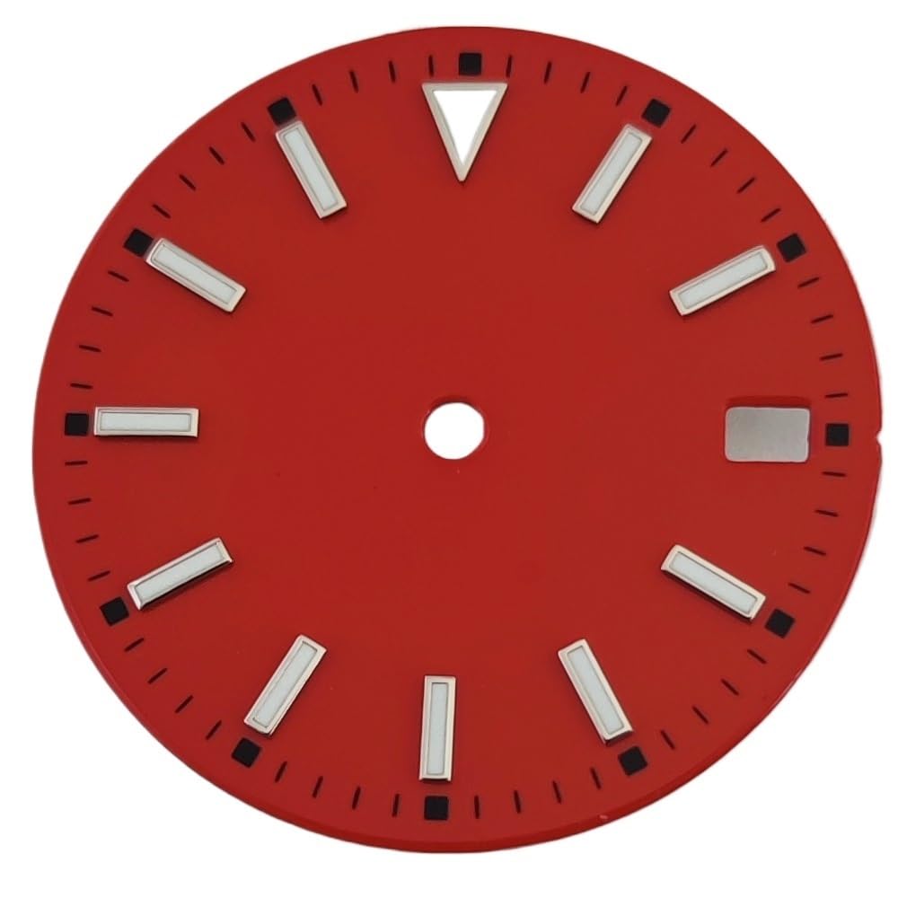 1PC NH35 Tarcza zegarka 28,5 mm Niebieska Czarna Zielona Czerwona Biała Żółta Tarcza Luminous NH35 NH36 Ruch(R2 Red)