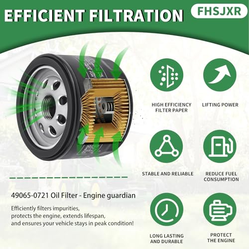 Image of 4 Pack 49065-0721 49065-7007 Oil Filter for Kawasaki FR600V FR691V FR651V FR730V FS730V FS651V FS600V FR541V FX600V FX730V 4 Cycle Engine, Efficient Filtration, Anti-Leak, Extends Engine Life