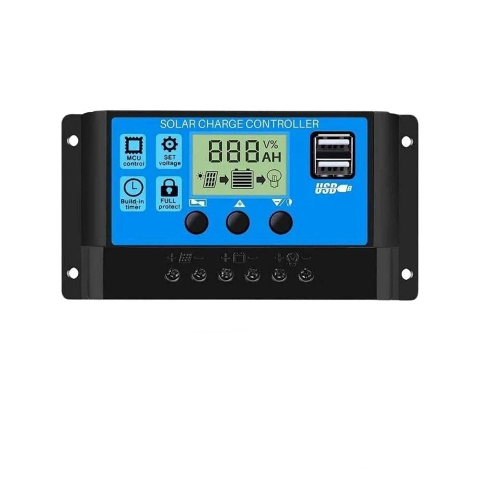 Solar Charge Controller, Solar Charge Controller 12V/24V PWM 10A 20A 30A With Adjustable LCD Display Timer Setting(30A)