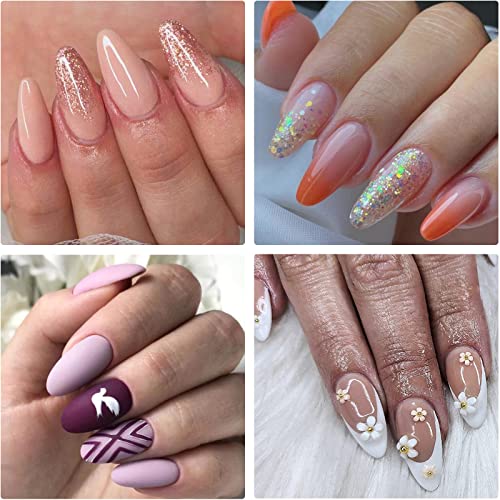 Loveourhome Nail Art Tools Kit, 20Pc Nail Painting Brushes Dotting Pen,240Pc Soft Gel X Almond Fake Nail Tips With Glitters Flakes Rhinestone Stickers Decals Striping Line #TOP6