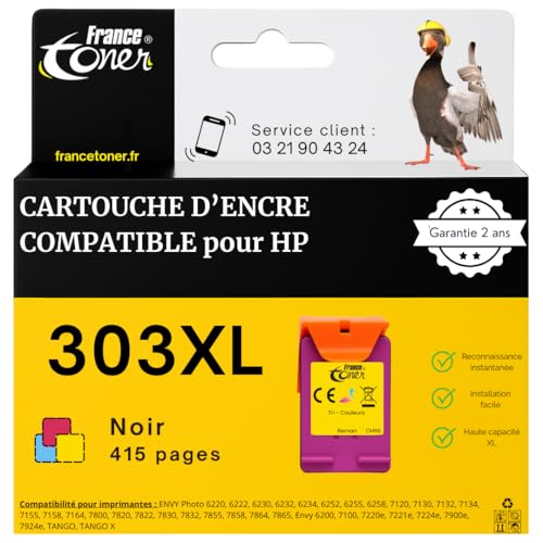 Encre compatible HP 303 XL couleurs pour imprimante jet d'encre HP Envy Inspire 7220 7264