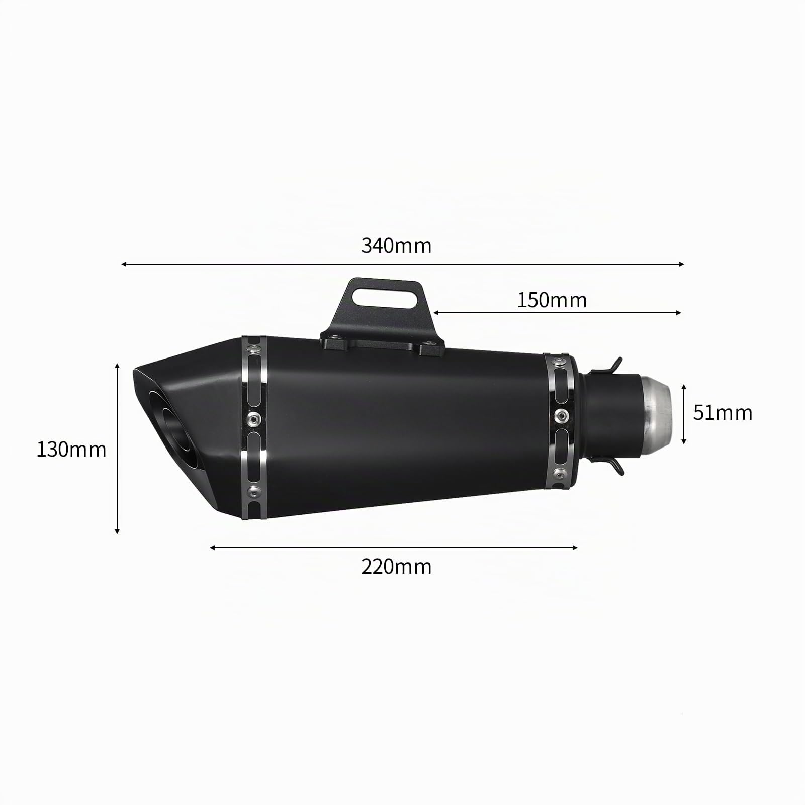 Shkalacar Silenziatore di Scarico per Moto, 1,5-2 '' Tubi di Scarico universali Silenziatore Tubo di Coda Resistente alle Alte Temperature per Moto Yamaha ATV ZX6R 10R Z900 Z800 R3 R25 R6