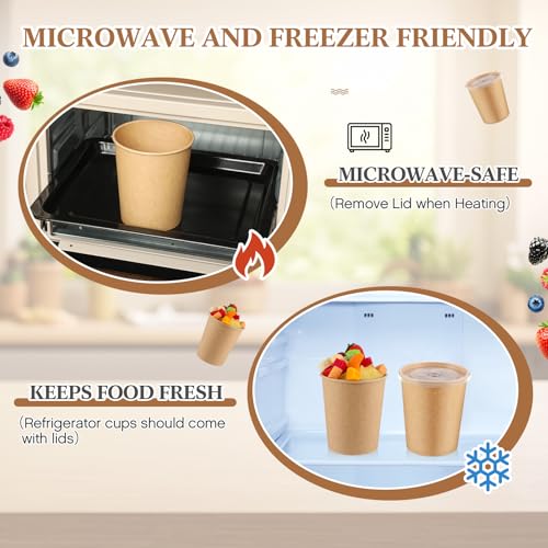 Image of Sabary 25 Pack 32oz Paper Soup Containers with Lids, Disposable to Go Soup Bowls, Ice Cream Cups, Take out Food Storage Containers, Microwavable and Freezer Safe for Ice Cream, Noodles, Snack, Yogurt