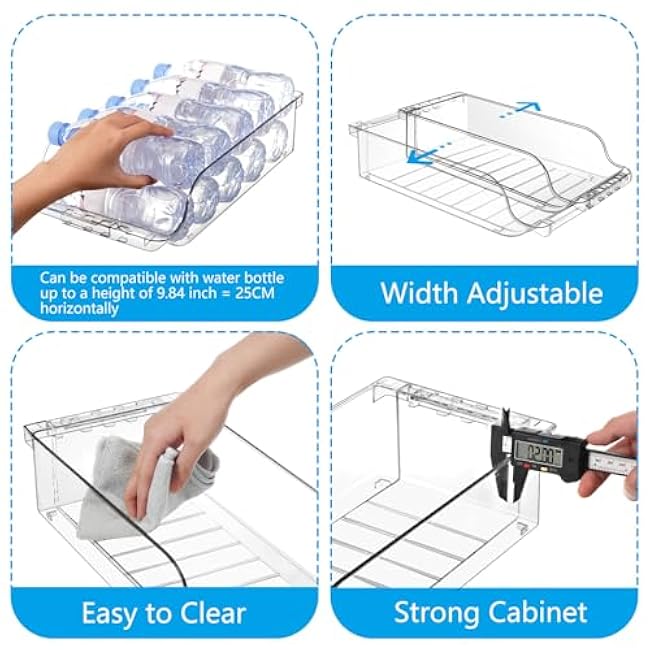 2 Packs Clear Width Adjustable Soda Can Organizer for Refrigerator Expandable Soda Can Dispenser for Beer Soda Seltzer Pop Can Soda Expand Organizer for Fridge Kitchen Pantry