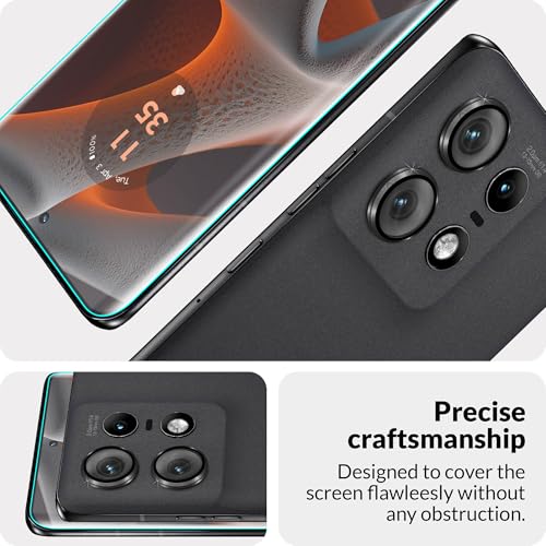 Image of FIRST MART HD+ UV Tempered Glass Camera Lens Compatible for Motorola Moto Edge 50 Pro 5G (6.7 Inch) With Black Camera Rings Guard & Installation Kit | Edge-To-Edge Protector Coverage | Black