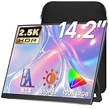 モバイルモニター cocopar 14.2インチ 2K解像度 2520x1680 高輝度450nits 100%sRGB広色域 光沢IPS 自立スタンド 軽量600g 薄型 狭額縁 FreeSync対応/ブルーライト軽減 PS4/PS5/XBox/Switch/PC/Macなど Type-C/mini HDMI/VESA対応/スピーカー内蔵 M-142G