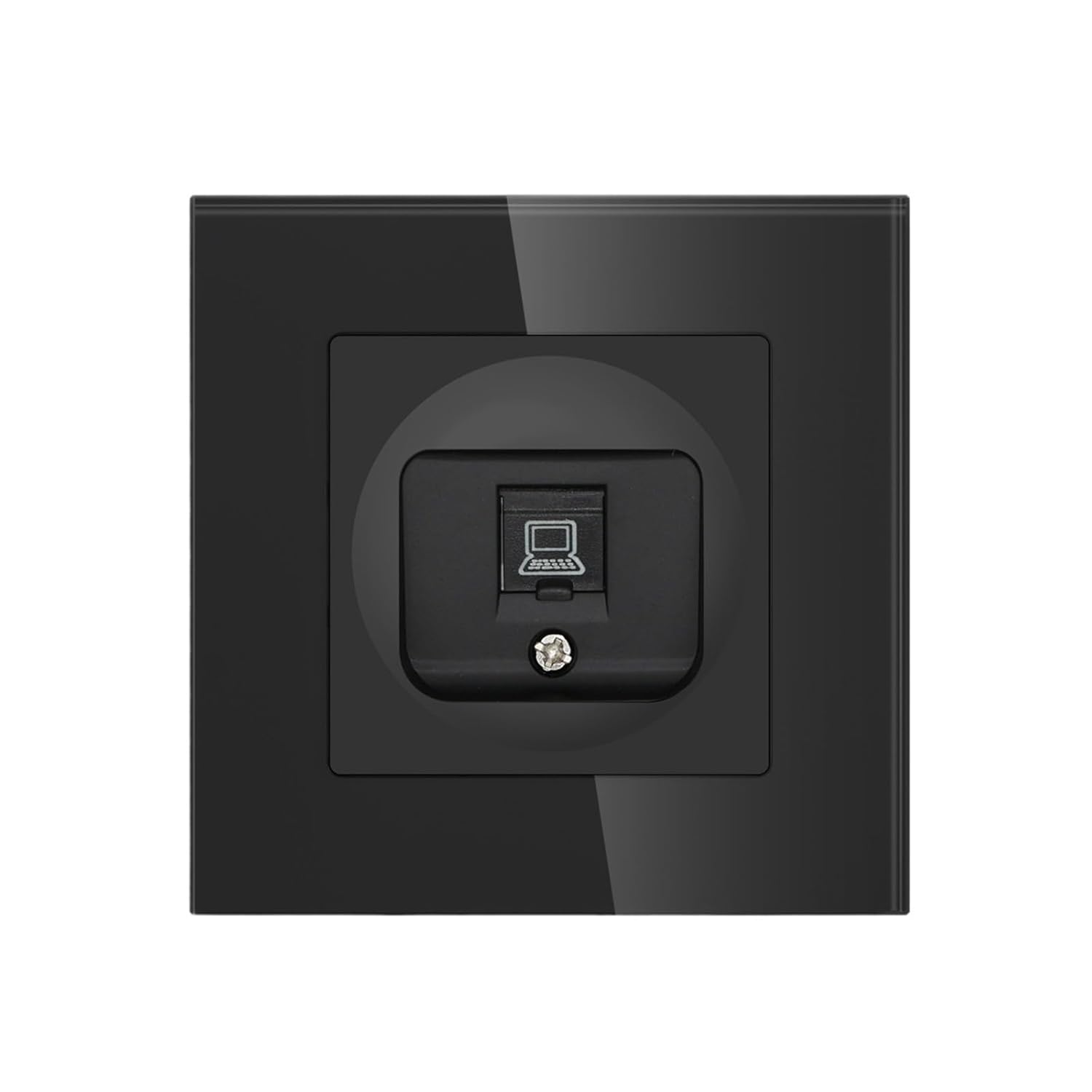 EU Standard Internet Socket CAT6 Type RJ45 Wall Socket Glass Panel Network Socket for Computer(Double CAT6 White)